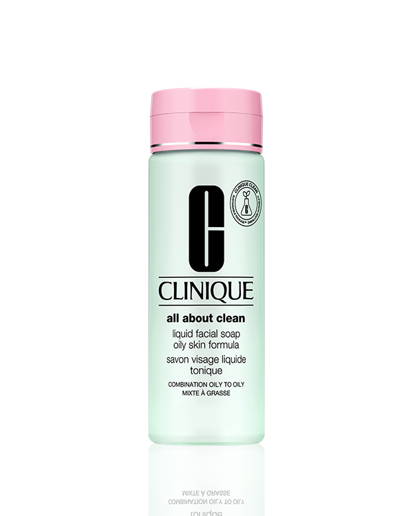 All About Clean Liquid Facial Soap, Un savon liquide développé par des dermatologues pour nettoyer la peau en douceur et en profondeur.