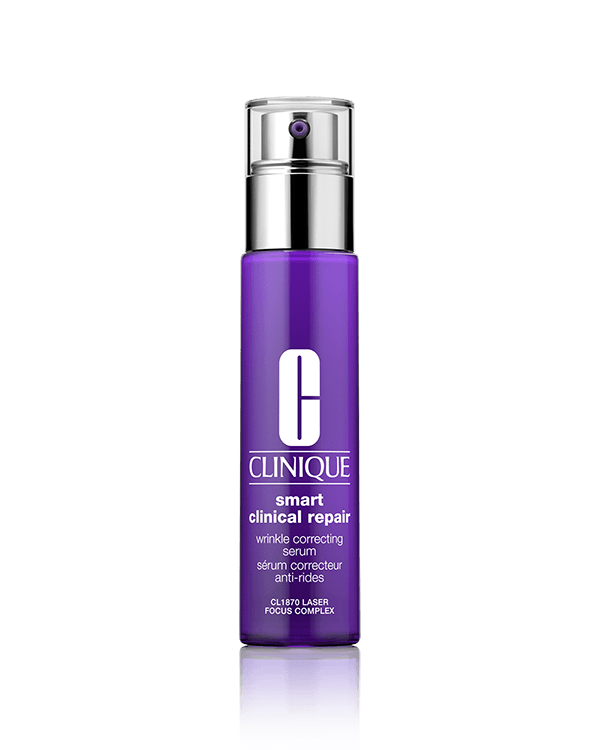 Clinique Smart Clinical Repair™ Wrinkle Correcting Serum, Un sérum correcteur anti-rides triple action qui corrige les rides, repulpe et raffermit la peau.